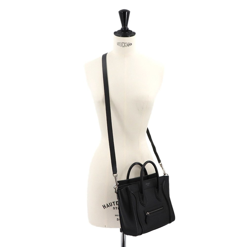 Celine Luggage Nano Shopper 2-way hand/shoulder bag in black leather with sil... - Picture 10 of 10